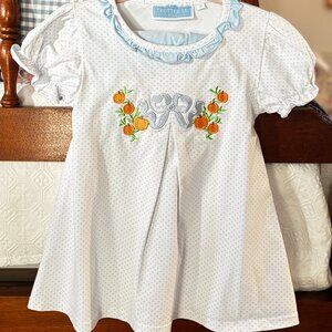 TROTTER STREET KIDS PUMPKIN BOW BLUE BLOOMER SET